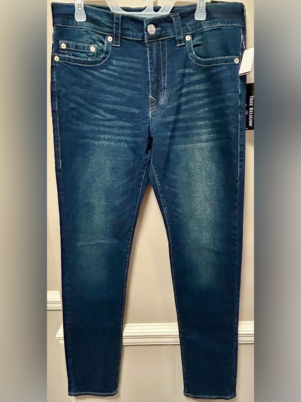 True Religion Men's Dark Blue Slim Jeans Sz 33 NWT Rocco No Flap